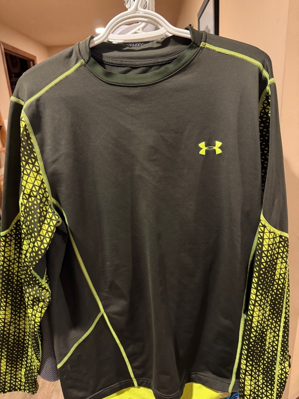 Under Armour Black with Neon Yellow-Green Athletic Long Sleeve